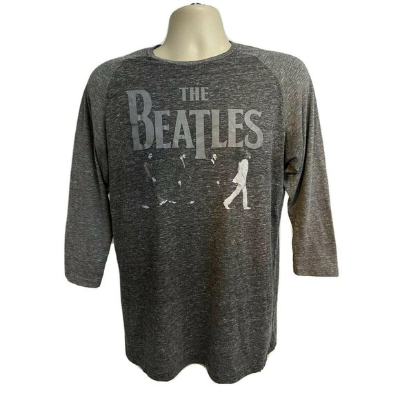 The Beatles Other - The Beatles Gray 3/4 Sleeve Baseball Raglan T-Shirt XL Stretch Lightweight Rock